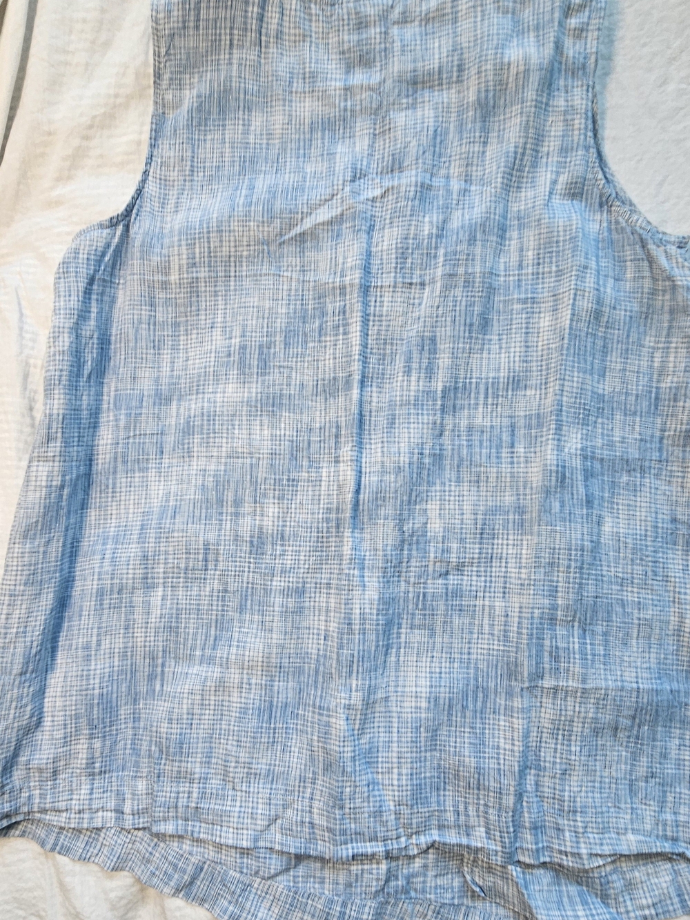 Light Blue Sleeveless Linen Blend Tunic Top - Picture 6 of 7